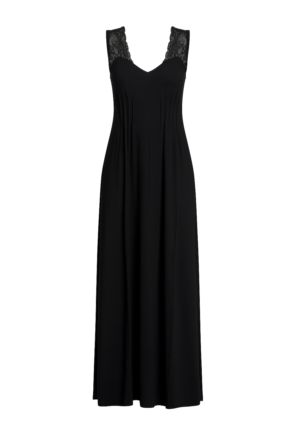 Langes Nachthemd mit breiten Spitzenträgern